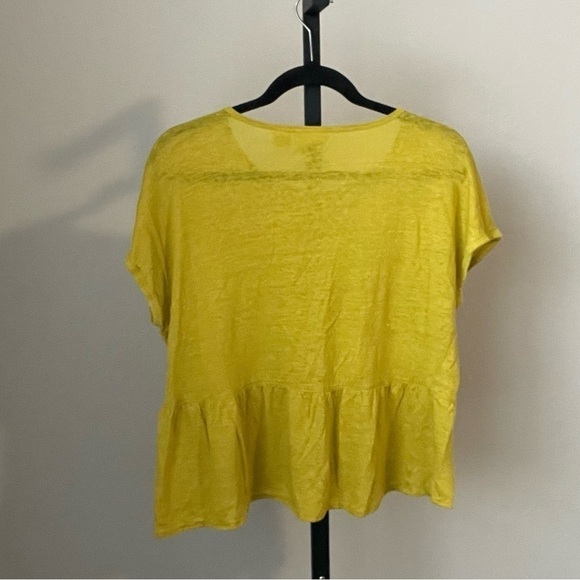 Cynthia Rowley Mustard Yellow Peplum Linen Tunic Size Large - Picture 3 of 3